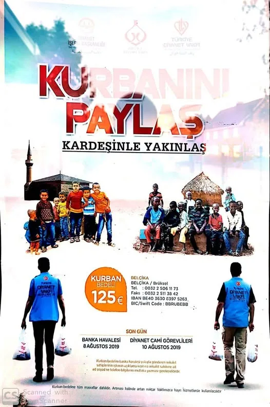 Affiche de la campagne de don du Qurban « Partage ton sacrifice, rapproche-toi de ton frère »