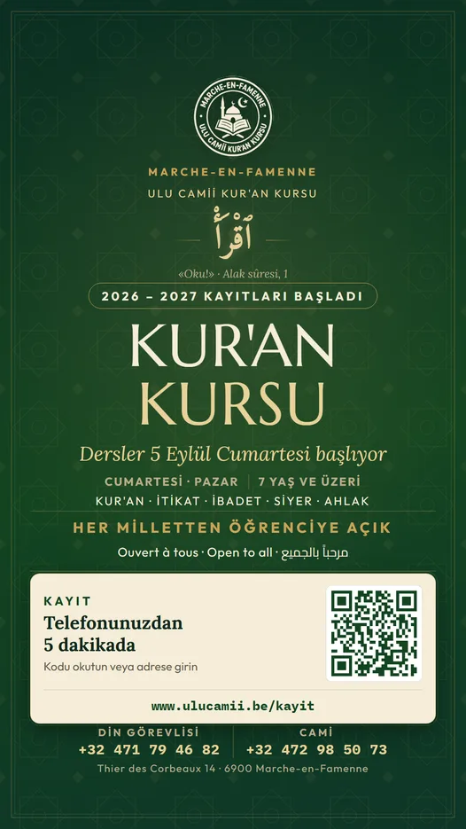 2026-2027 dönemi Kur’an kursu kayıt afişi (Türkçe)