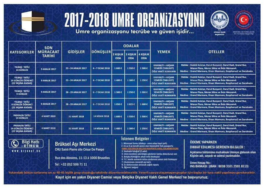 Annonce des tarifs de Omra (2017-2018)
