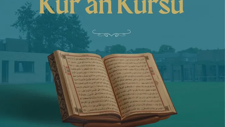 Affiche du centre de formation İmam-ı Azam de la Fondation Diyanet de Belgique — cours coranique en internat de week-end pour les 12–17 ans, frais 175 €, contact +32 498 39 95 02, inscriptions ouvertes