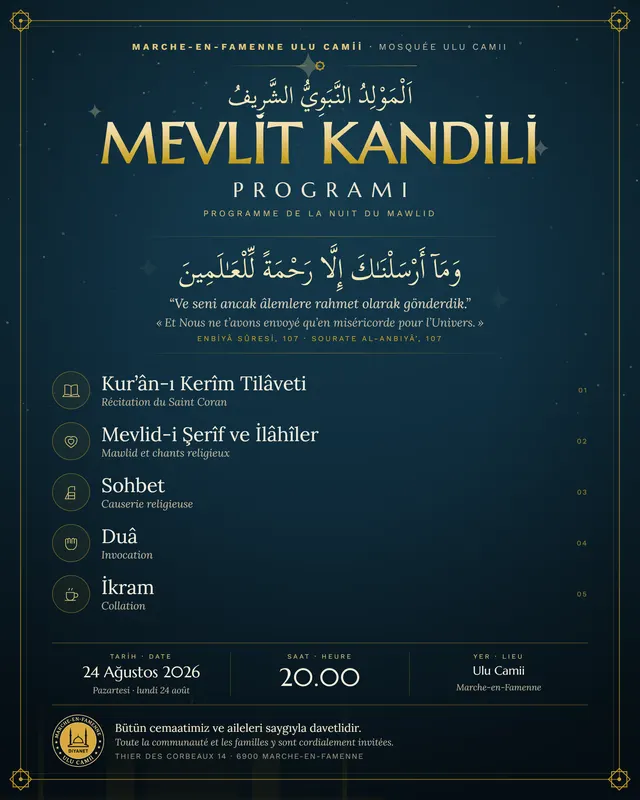 Programme de la nuit du Mawlid 2026